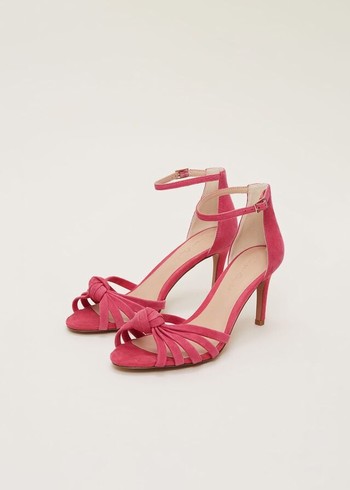 Phase Eight Pink Suede Open Toe Heels Pink Canada | PKLXWJ-584